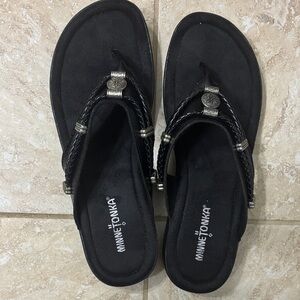 Minnetonka Black Braided Sandals